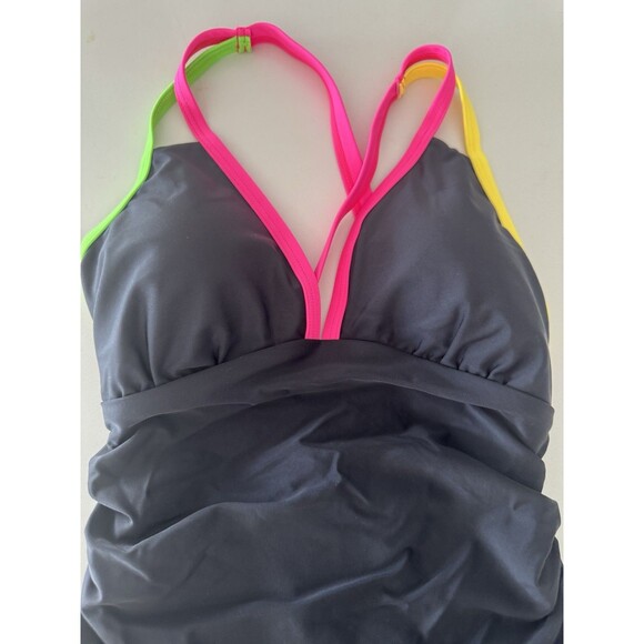 popvil Women's One Piece 2025 Tummy Control Swimsuits Neon Color Block Swimwear - Picture 12 of 14